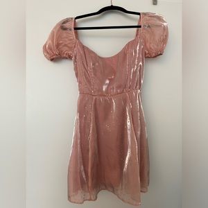 Pink Puff Sleeve Mini Dress